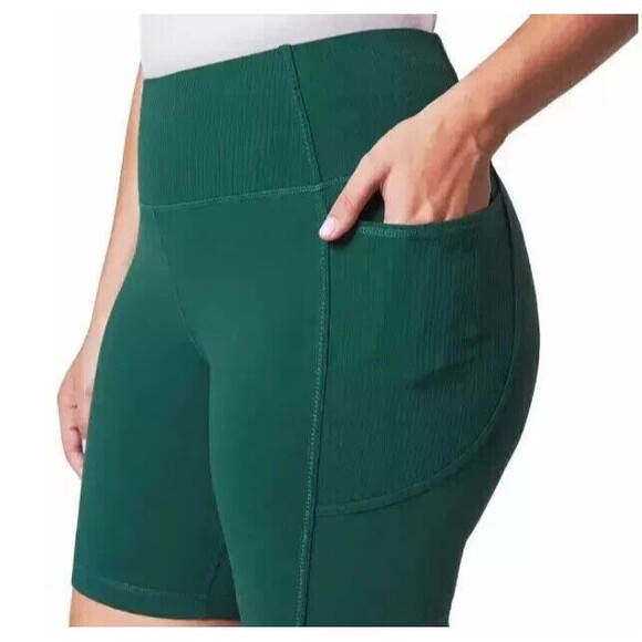 Mondetta Women’s High Waist Ribbed  Shorts, Color Green, Size XS - NWT - Picture 1 of 3